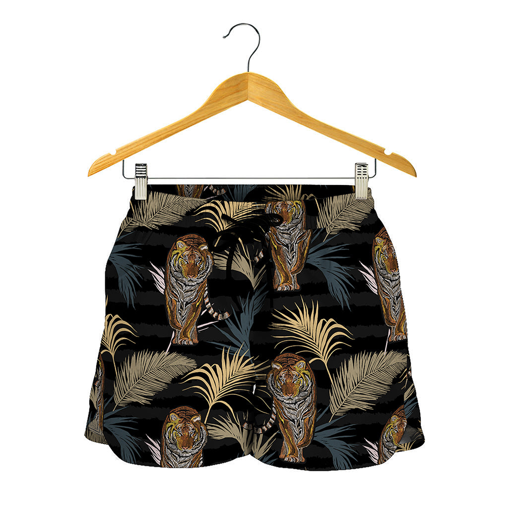 Vintage Tropical Tiger Pattern Print Women's Shorts