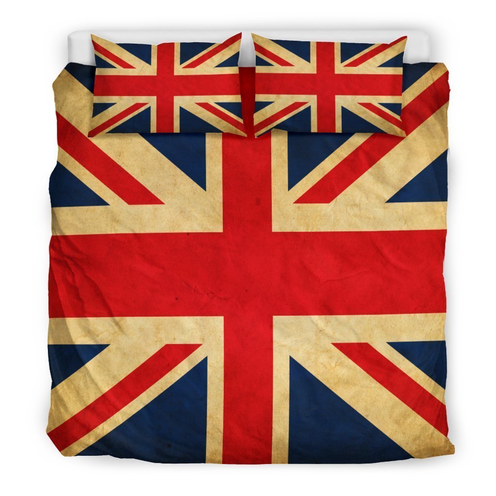 Vintage Union Jack British Flag Print Duvet Cover Bedding Set GearFrost