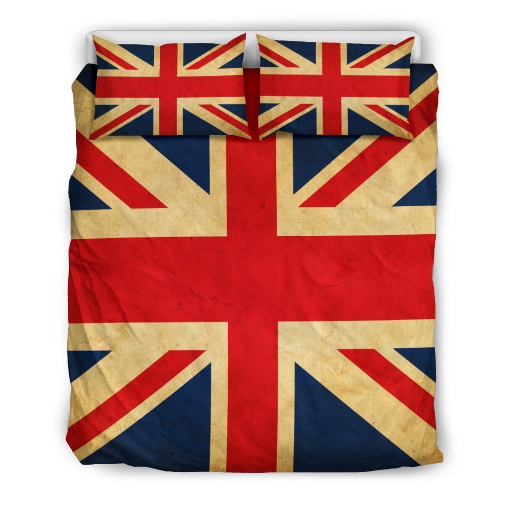 Vintage Union Jack British Flag Print Duvet Cover Bedding Set GearFrost