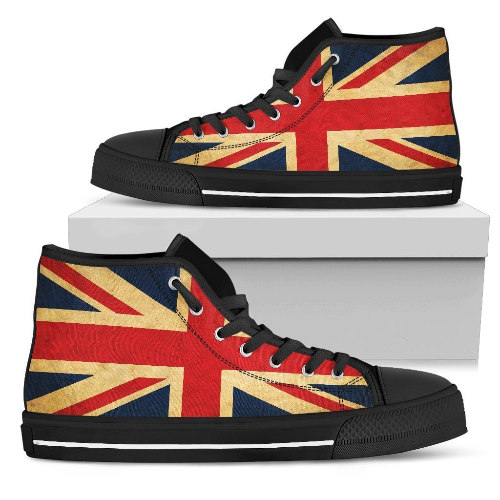 Vintage Union Jack British Flag Print Men's High Top Shoes GearFrost