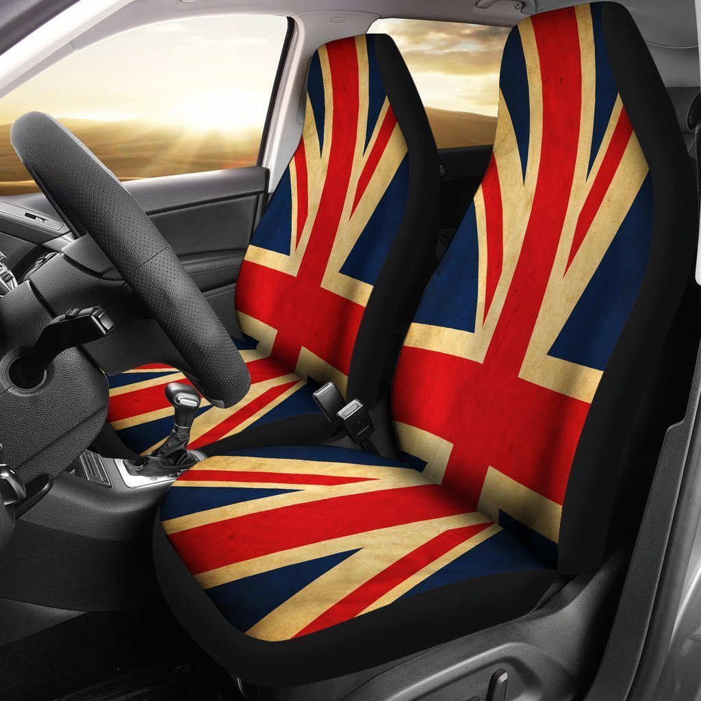 Vintage Union Jack British Flag Print Universal Fit Car Seat Covers GearFrost