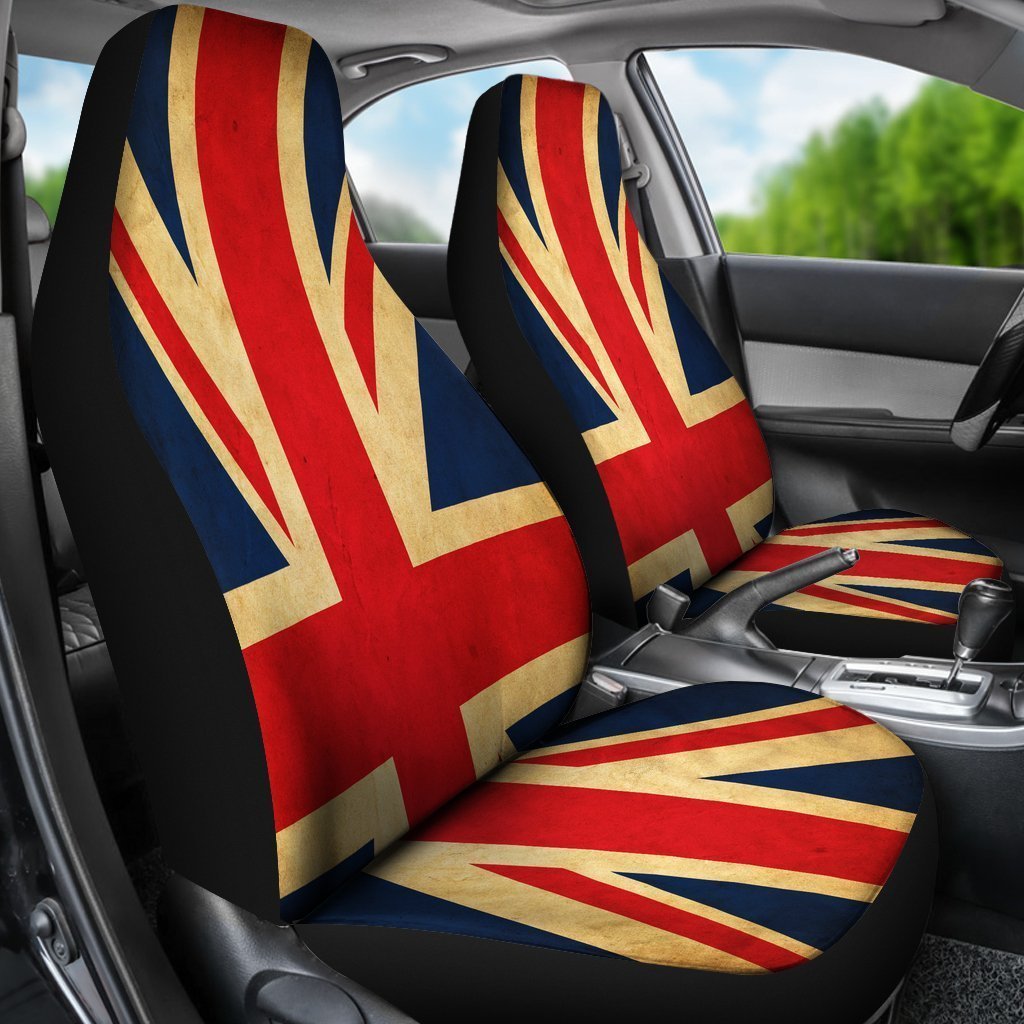 Vintage Union Jack British Flag Print Universal Fit Car Seat Covers GearFrost