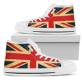 Vintage Union Jack British Flag Print White High Top Sneakers
