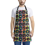 Vintage Vinyl Records Pattern Print Apron
