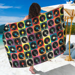 Vintage Vinyl Records Pattern Print Beach Sarong Wrap