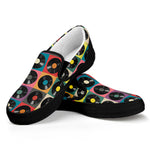Vintage Vinyl Records Pattern Print Black Slip On Shoes