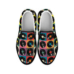 Vintage Vinyl Records Pattern Print Black Slip On Shoes
