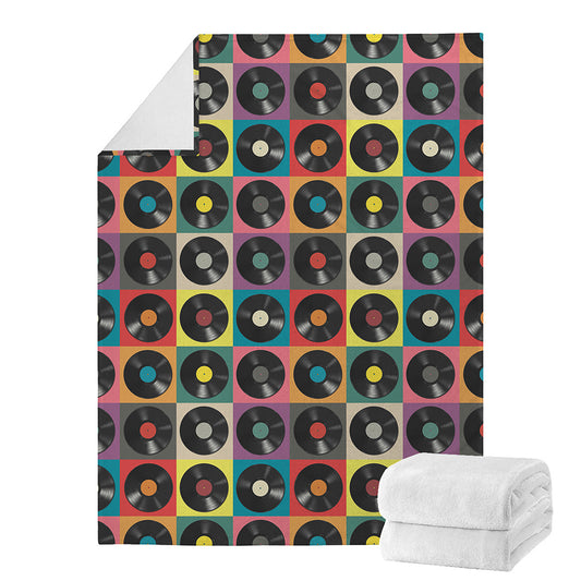 Vintage Vinyl Records Pattern Print Blanket