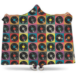 Vintage Vinyl Records Pattern Print Hooded Blanket