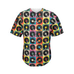 Vintage Vinyl Records Pattern Print Men's Baseball Jersey