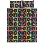 Vintage Vinyl Records Pattern Print Quilt Bed Set