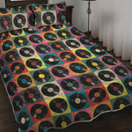 Vintage Vinyl Records Pattern Print Quilt Bed Set