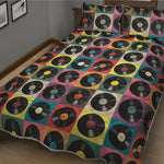 Vintage Vinyl Records Pattern Print Quilt Bed Set