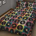Vintage Vinyl Records Pattern Print Quilt Bed Set