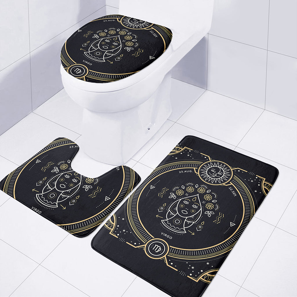 Vintage Virgo Zodiac Sign Print 3 Piece Bath Mat Set