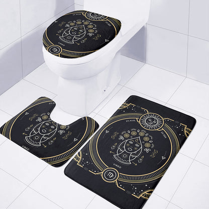 Vintage Virgo Zodiac Sign Print 3 Piece Bath Mat Set