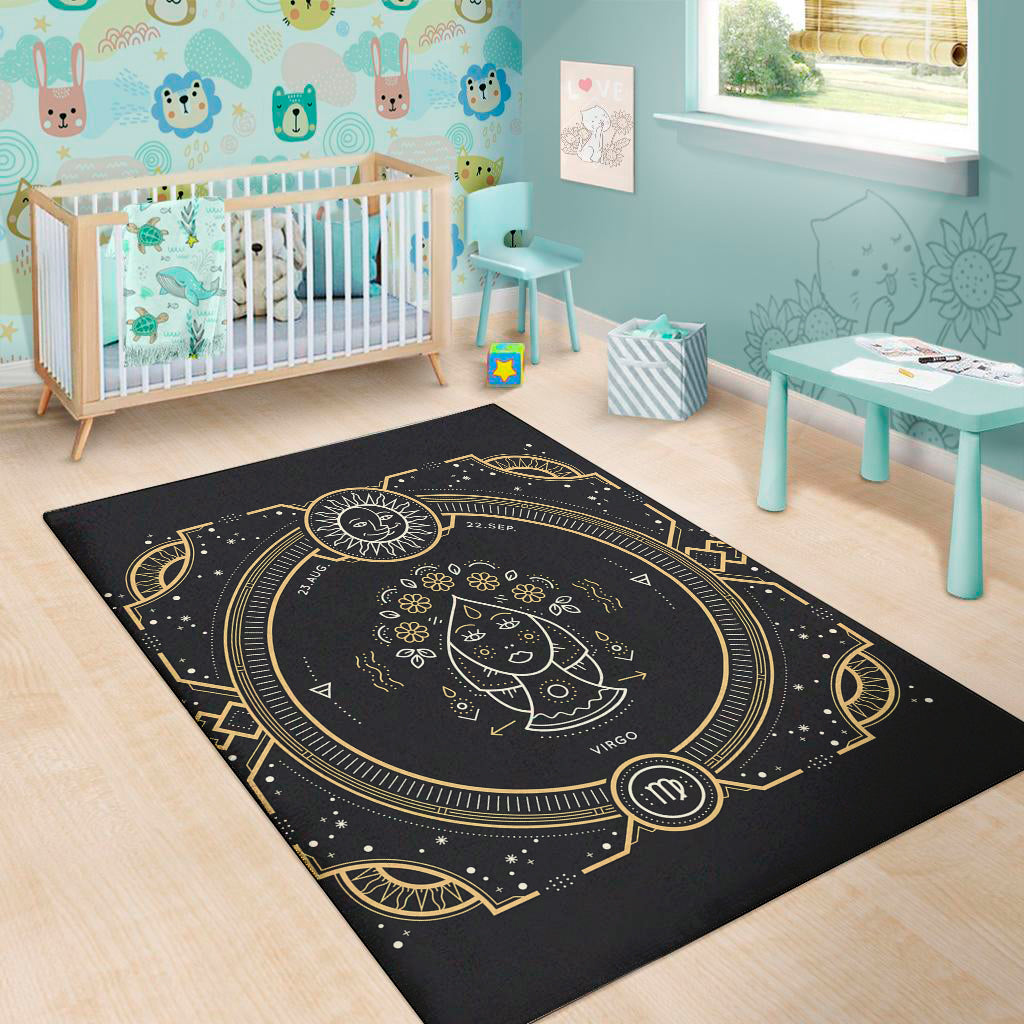 Vintage Virgo Zodiac Sign Print Area Rug