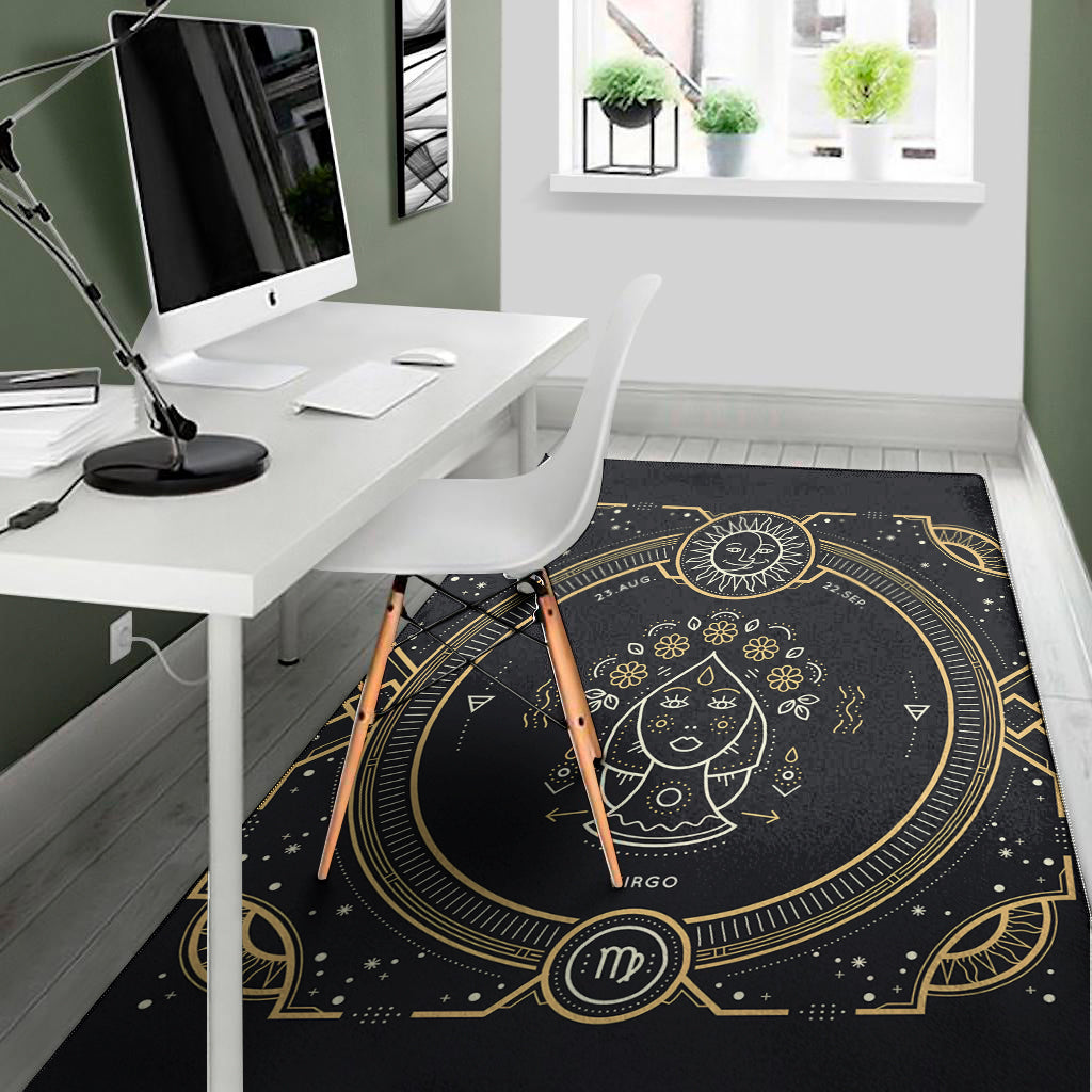 Vintage Virgo Zodiac Sign Print Area Rug