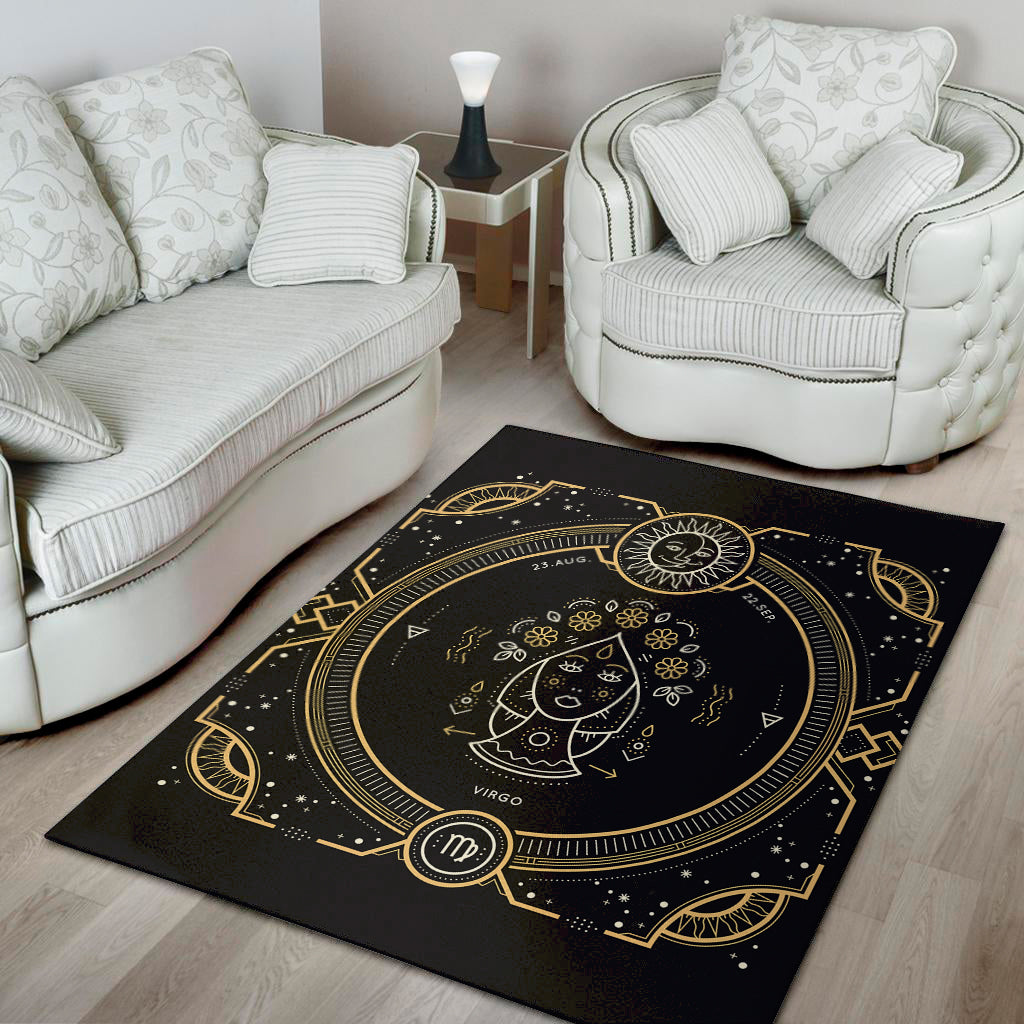 Vintage Virgo Zodiac Sign Print Area Rug