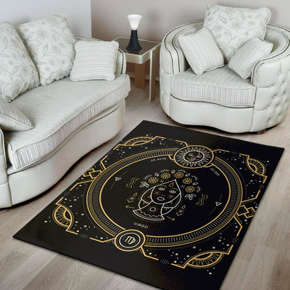 Vintage Virgo Zodiac Sign Print Area Rug