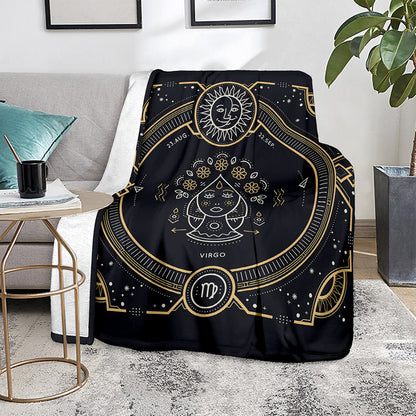 Vintage Virgo Zodiac Sign Print Blanket