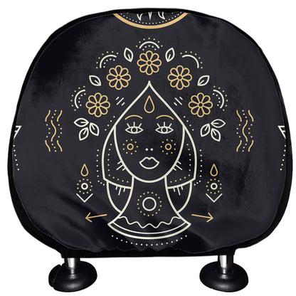 Vintage Virgo Zodiac Sign Print Car Headrest Covers
