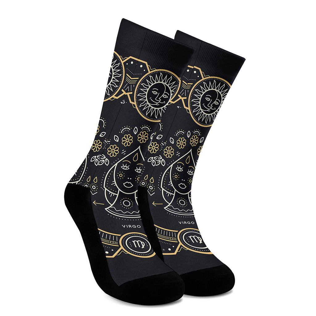 Vintage Virgo Zodiac Sign Print Crew Socks