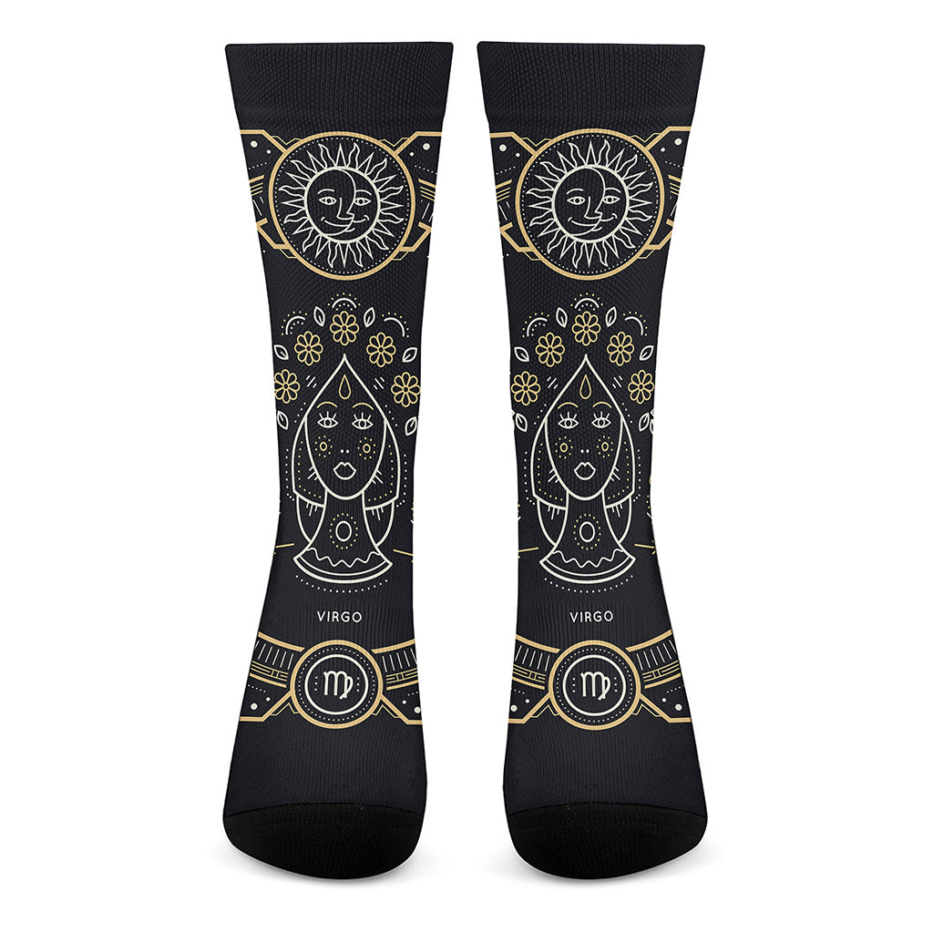Vintage Virgo Zodiac Sign Print Crew Socks