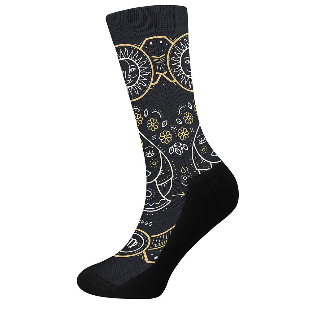 Vintage Virgo Zodiac Sign Print Crew Socks