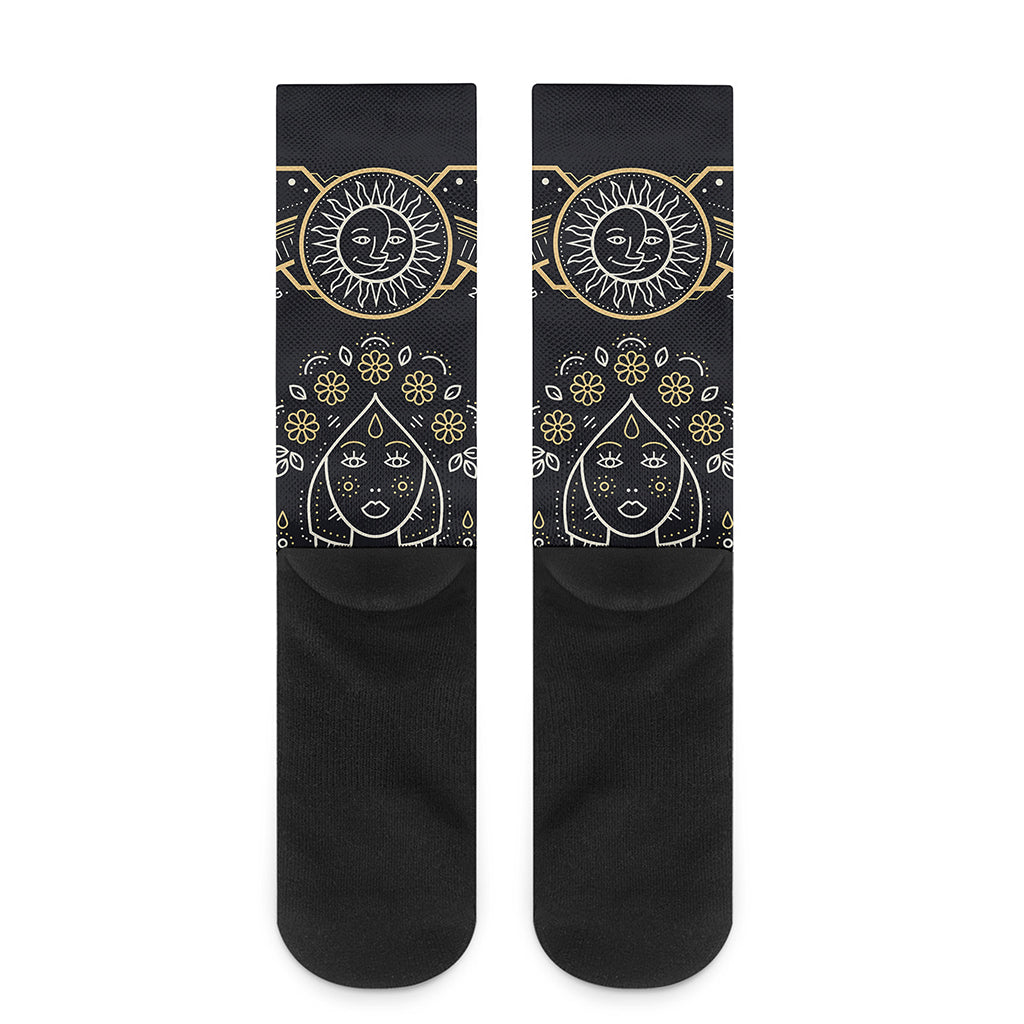 Vintage Virgo Zodiac Sign Print Crew Socks
