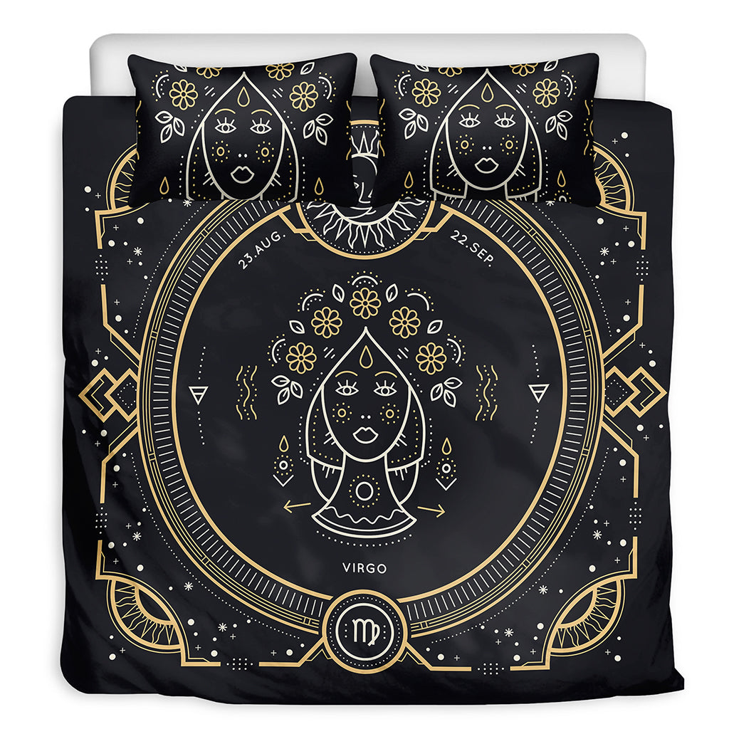 Vintage Virgo Zodiac Sign Print Duvet Cover Bedding Set