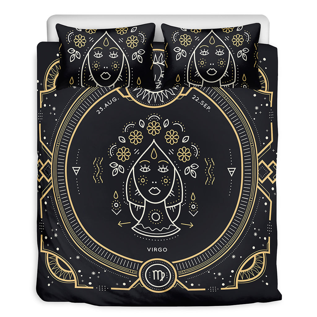 Vintage Virgo Zodiac Sign Print Duvet Cover Bedding Set