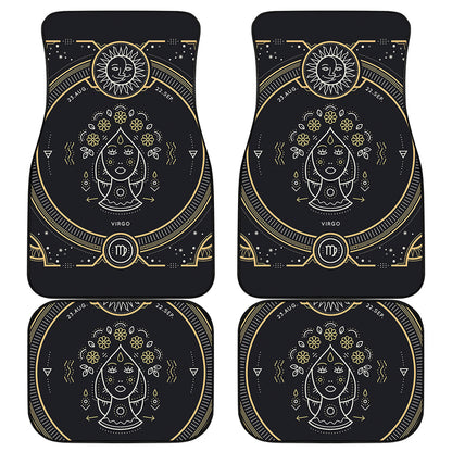 Vintage Virgo Zodiac Sign Print Front and Back Car Floor Mats