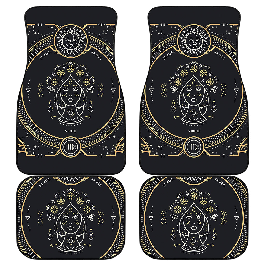 Vintage Virgo Zodiac Sign Print Front and Back Car Floor Mats