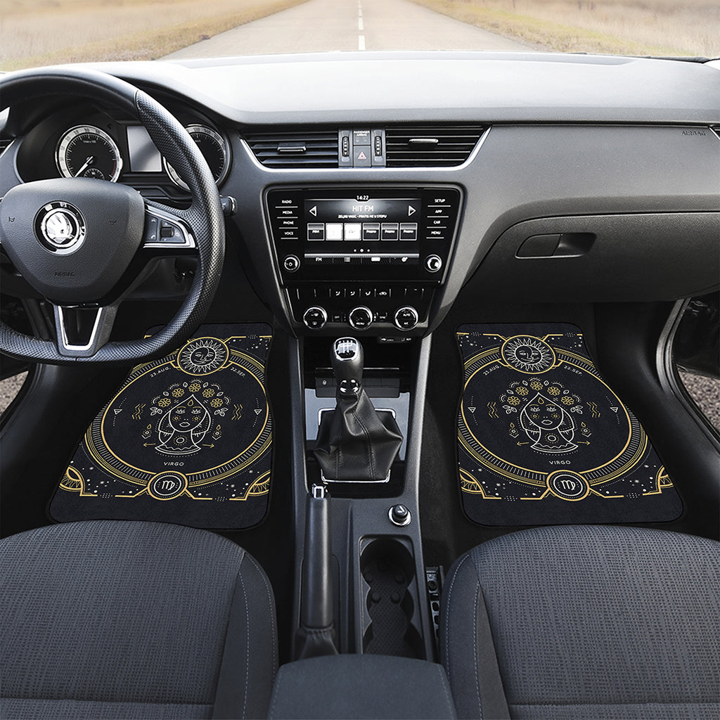 Vintage Virgo Zodiac Sign Print Front and Back Car Floor Mats