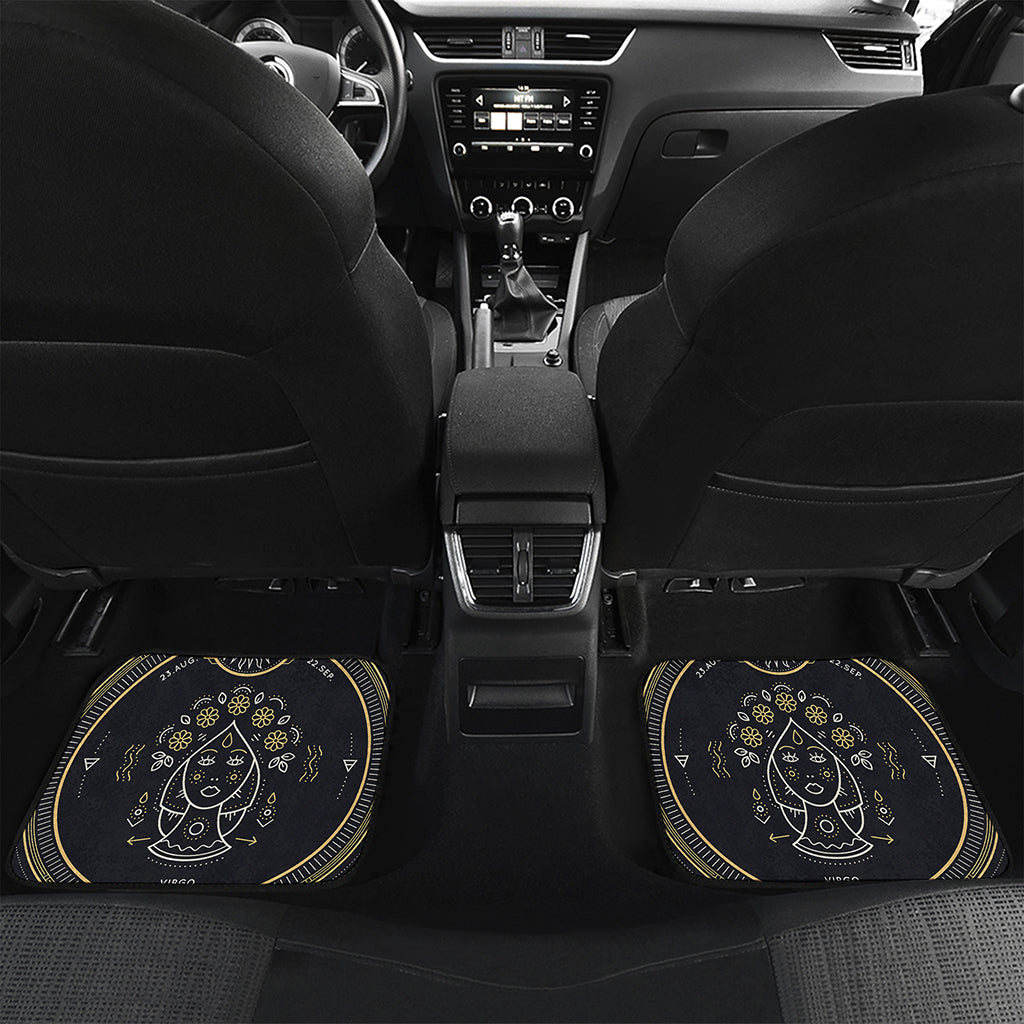 Vintage Virgo Zodiac Sign Print Front and Back Car Floor Mats
