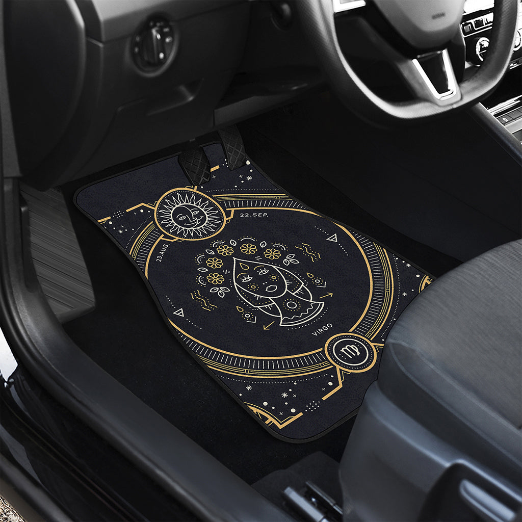 Vintage Virgo Zodiac Sign Print Front and Back Car Floor Mats