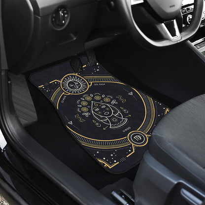 Vintage Virgo Zodiac Sign Print Front and Back Car Floor Mats