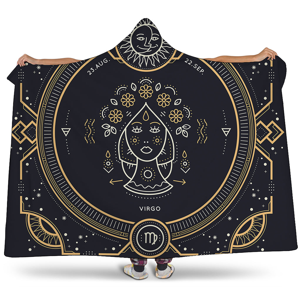 Vintage Virgo Zodiac Sign Print Hooded Blanket