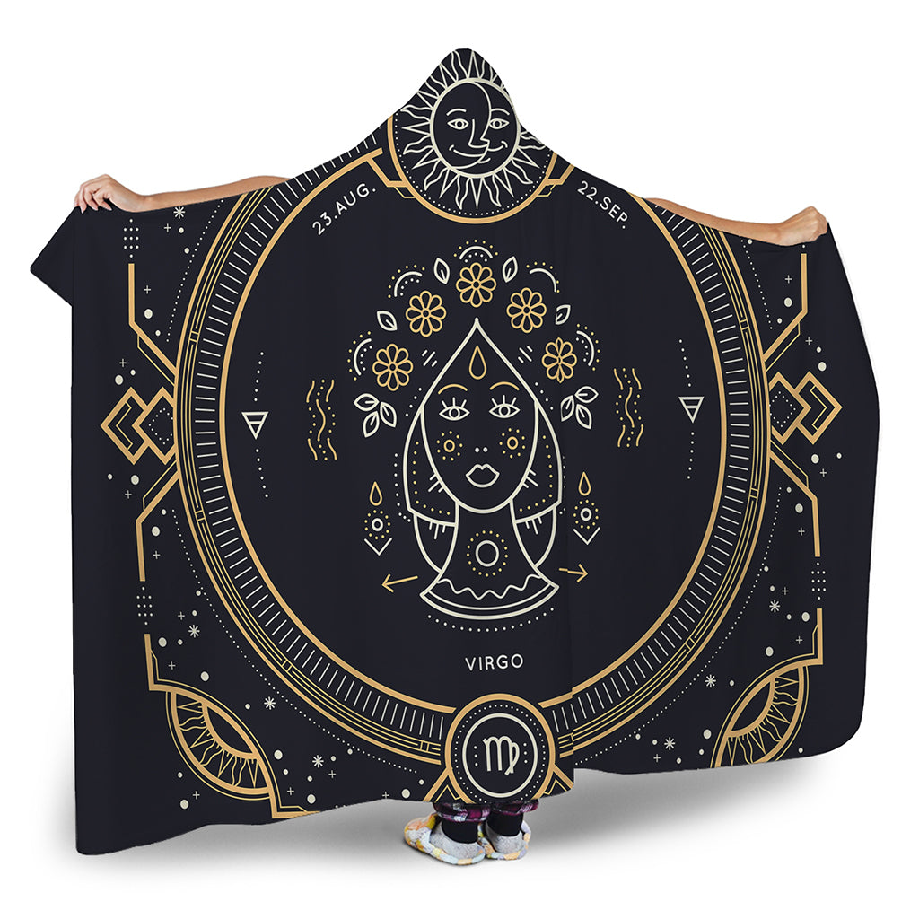 Vintage Virgo Zodiac Sign Print Hooded Blanket