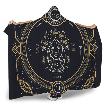 Vintage Virgo Zodiac Sign Print Hooded Blanket