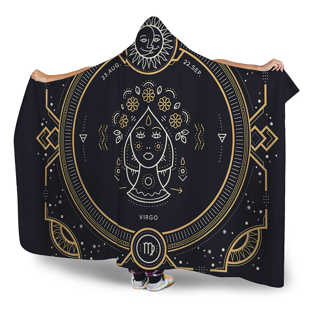 Vintage Virgo Zodiac Sign Print Hooded Blanket
