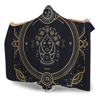 Vintage Virgo Zodiac Sign Print Hooded Blanket