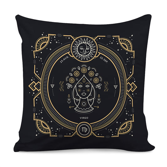 Vintage Virgo Zodiac Sign Print Pillow Cover