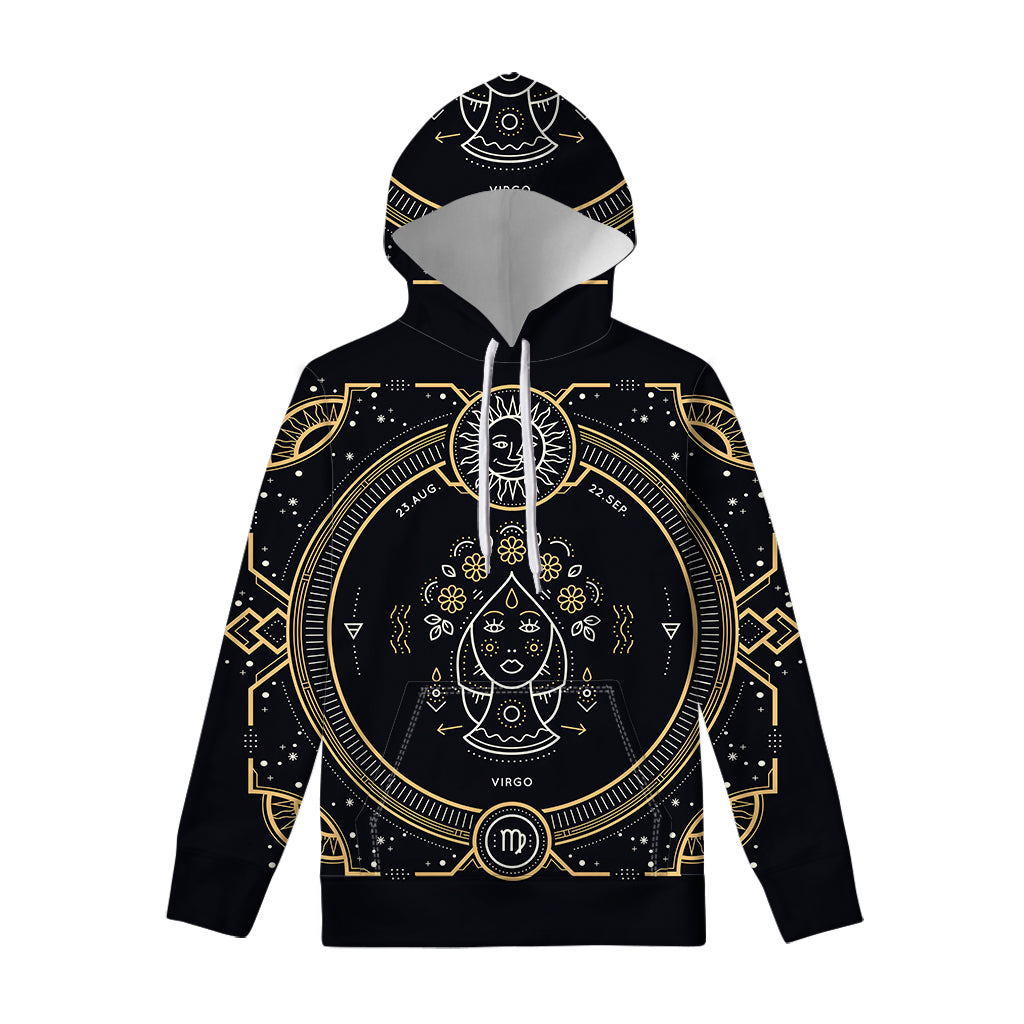 Vintage Virgo Zodiac Sign Print Pullover Hoodie