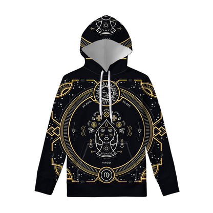 Vintage Virgo Zodiac Sign Print Pullover Hoodie