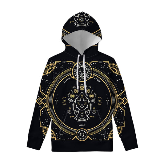 Vintage Virgo Zodiac Sign Print Pullover Hoodie