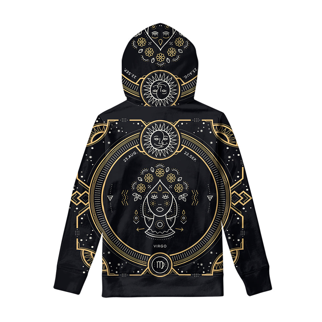 Vintage Virgo Zodiac Sign Print Pullover Hoodie