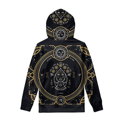 Vintage Virgo Zodiac Sign Print Pullover Hoodie