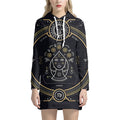 Vintage Virgo Zodiac Sign Print Pullover Hoodie Dress